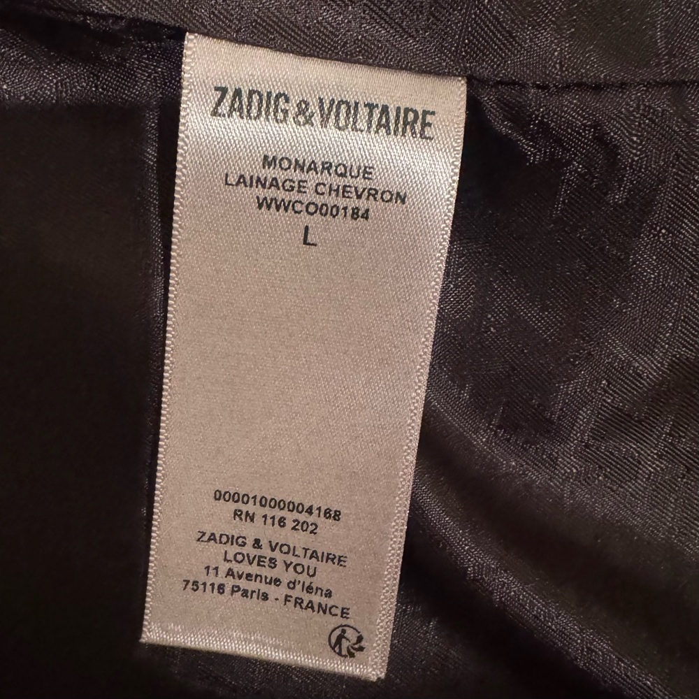 Zadig and Voltaire Gray ‘Monarque’ Wool Blend Coat Size Large NEW with Tags - Picture 13 of 16